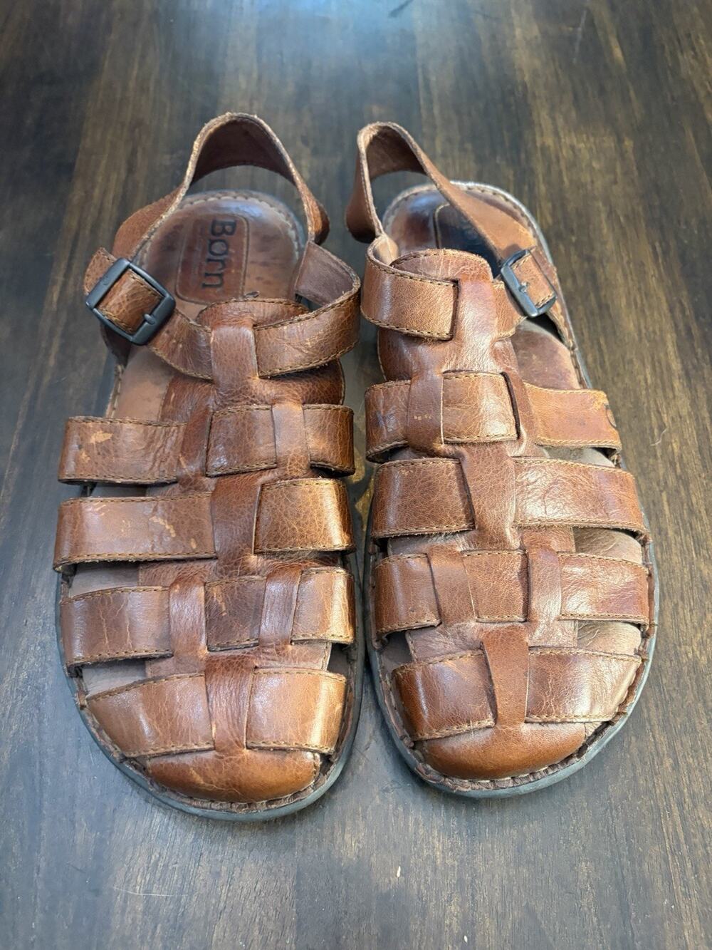Born Sandals Mens Size 12 M Brown Leather Fisherman Closed Toe Comfort Shoes